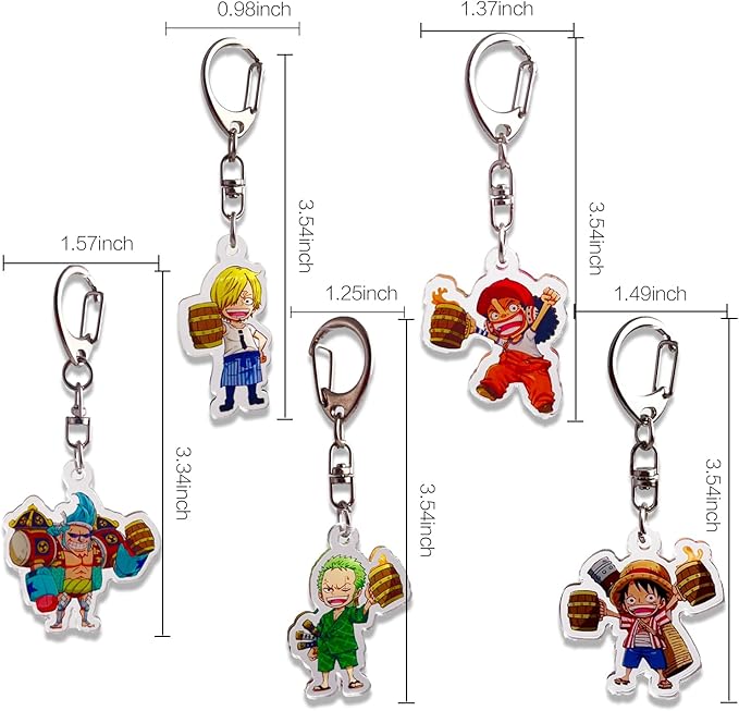 5 pcs/set One Piece Keychains For Backpacks Anime Zoro Luffy Sanji Usoppu Frank Acrylic Keychains Small Gift For One Piece Fans Unique Keychains