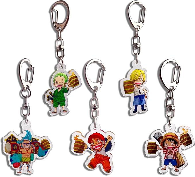 5 pcs/set One Piece Keychains For Backpacks Anime Zoro Luffy Sanji Usoppu Frank Acrylic Keychains Small Gift For One Piece Fans Unique Keychains