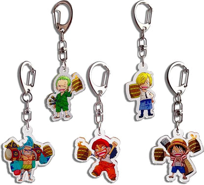 5 pcs/set One Piece Keychains For Backpacks Anime Zoro Luffy Sanji Usoppu Frank Acrylic Keychains Small Gift For One Piece Fans Unique Keychains